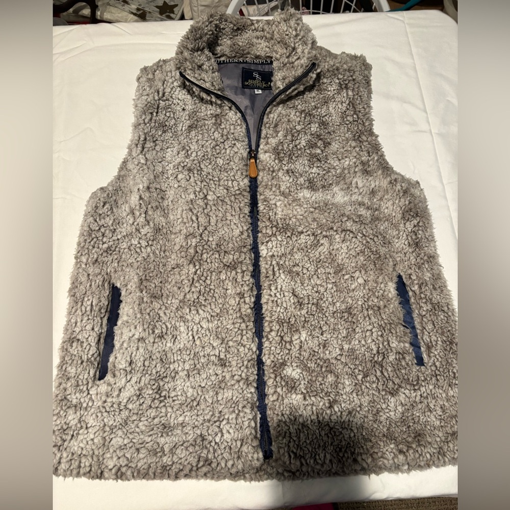Simply Southern Tan and Gray Sherpa Vest